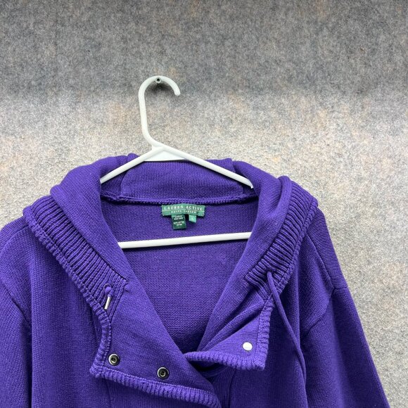 Lauren Ralph Lauren Active Sweater Women XL Purple Knit Hoodie Pullover New LRL - Picture 8 of 11